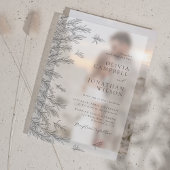 モダン離れミニマル結婚白黒 ベラム紙招待状