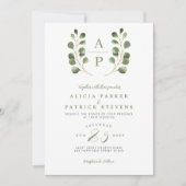 モダン離れモノグラム結婚s 招待状 (正面)