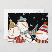 モダン雪だるまスマイル ポストカード (正面/裏面)