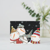 モダン雪だるまスマイル ポストカード (スタンド正面)