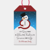 モダン雪だるま俳句伝統的クリスマスカラー ギフトタグ (正面)