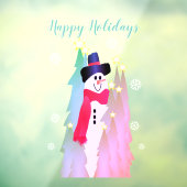 モダン雪だるま及びピンクツリー ウィンドウサイン (シート3)