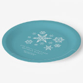 モダン雪の上ブルークリスマスホリデーパーティー ペーパープレート (アングル)