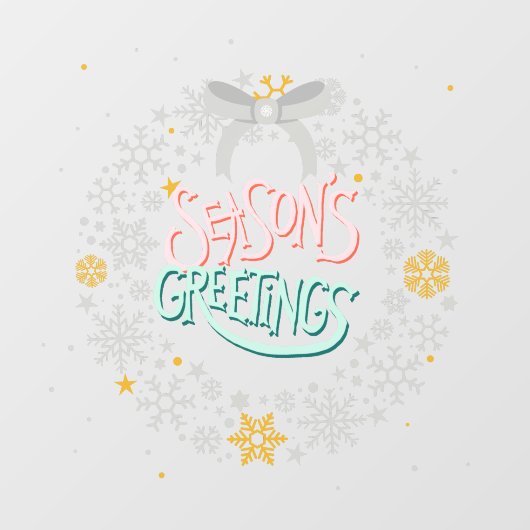 モダン雪の結晶の休日リースシーズンの挨拶 ウィンドウサイン (シート)