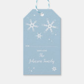 モダン雪パーソナライズされた片ラベル ギフトタグ (正面)