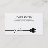 モダン電気工事業者延長コードロゴ ブラック 名刺 (正面)
