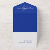 モダン青と白結婚の –  オールインワン招待状 (外側)