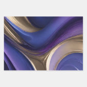 モダン青エレガント紫と金ゴールド ラッピングペーパーシート (正面)