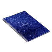 モダン青グリッタースクリプト名 ノートブック (右側)