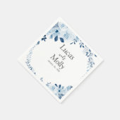 モダン青フランスの結婚フローラ スタンダードカクテルナプキン (角)