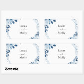 モダン青フランスの結婚フローラ 長方形シール (シート)