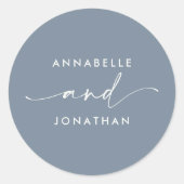 モダン青ミニマル結婚コンテンポラリーの ラウンドシール (正面)