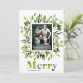 モダン青メリー葉緑の写真 シーズンカード (スタンド正面)