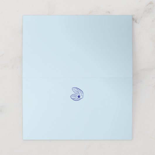 モダン青地中海の殻結婚座席表 プレイスカード (外部開封)