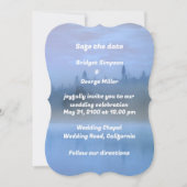 モダン青水色風景樹結婚のカード (正面)