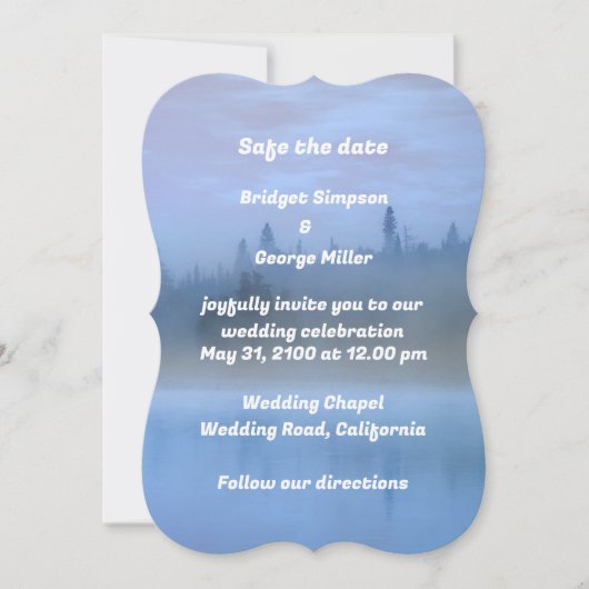 モダン青水色風景樹結婚のカード (正面)