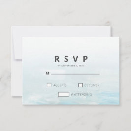 モダン青航海の水結婚色 出欠カード