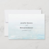 モダン青航海の水結婚色 出欠カード (裏面)