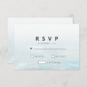 モダン青航海の水結婚色 出欠カード (正面/裏面)