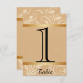モダン青銅フローラ結婚のテーブル番号 招待状 (正面/裏面)