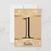 モダン青銅フローラ結婚のテーブル番号 招待状 (裏面)