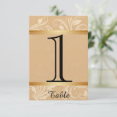 モダン青銅フローラ結婚のテーブル番号 招待状 (スタンド正面)