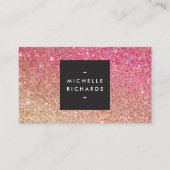モダン青銅桃色のグラデーショングリッター名刺 名刺 (正面)