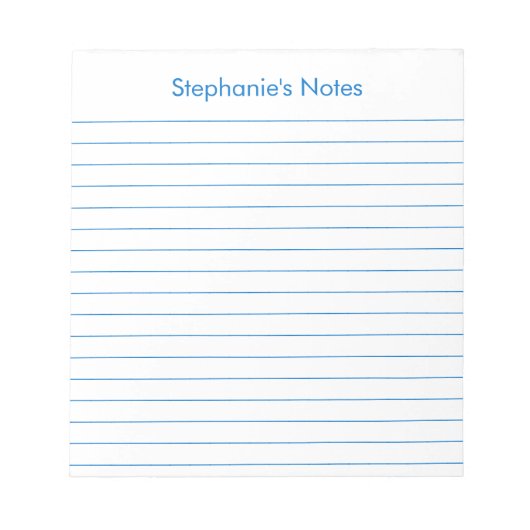 モダン青(中パーソナライズされた) ノートパッド (正面)