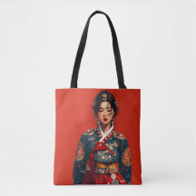 モダン韓服の肖像画トートバッグ