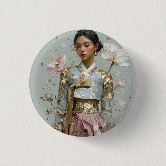 モダン韓服アートプリント 缶バッジ (正面)