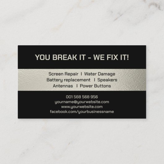 モダン頭が切れるプロフェッショナル電話の修復 名刺 (裏面)