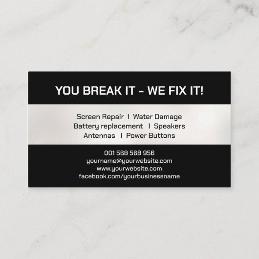 モダン頭が切れるプロフェッショナル電話の修復 名刺 (裏面)