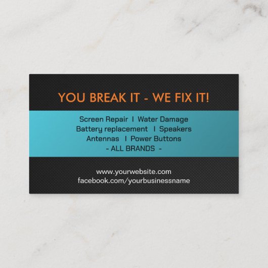 モダン頭が切れる電話の修理 名刺 (裏面)