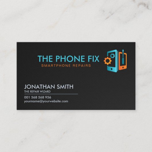 モダン頭が切れる電話の修理 名刺 (正面)