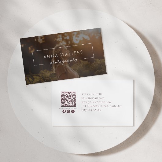モダン額名, qrコード,写真,写真,写真 名刺