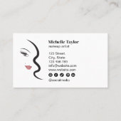 モダン顔美しいメイクアップミニマルシンプルリスト 名刺 (裏面)