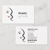 モダン顔美しいメイクアップミニマルシンプルリスト 名刺 (正面/裏面)