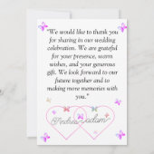 モダン飛んでいるハート サンキューカード (裏面)