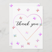 モダン飛んでいるハート サンキューカード (正面/裏面)