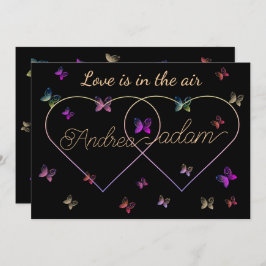 モダン飛んでいるハート 招待状