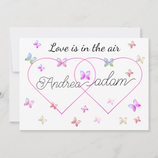 モダン飛んでいるハート 招待状 (正面)