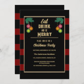 モダン食べシックドリンクとメリークリスマスパーティー 招待状 (正面/裏面)