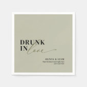 モダン飲In Love Green結婚 Sage スタンダードカクテルナプキン (正面)