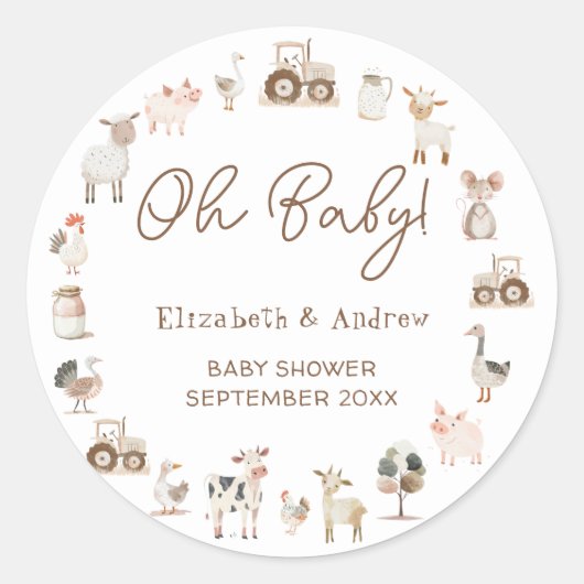 モダン飼育動物の赤男女兼用ちゃんシャワー ラウンドシール (正面)