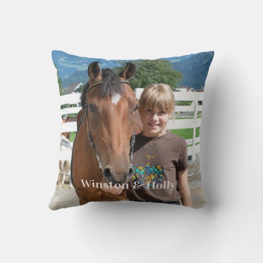 モダン馬好きパーソナライズされた2シンプル写真 クッション (裏面)