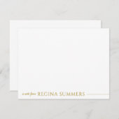 モダン高級金ゴールド文パーソナライズされた房具 ノートカード (正面/裏面)