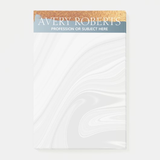 モダン高級鋼ブルー金ゴールドストライプ ポストイット (正面)