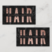 モダン髪を切り取ったバラ金ゴールド黒大理石 名刺 (正面/裏面)