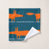 モダン魅力的キツネキッズルームデコール バスタオルセット (ウォッシュタオル)