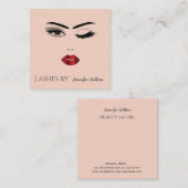 モダン魅力的シンプル感的なウィンク女子顔 スクエア名刺 (正面/裏面)